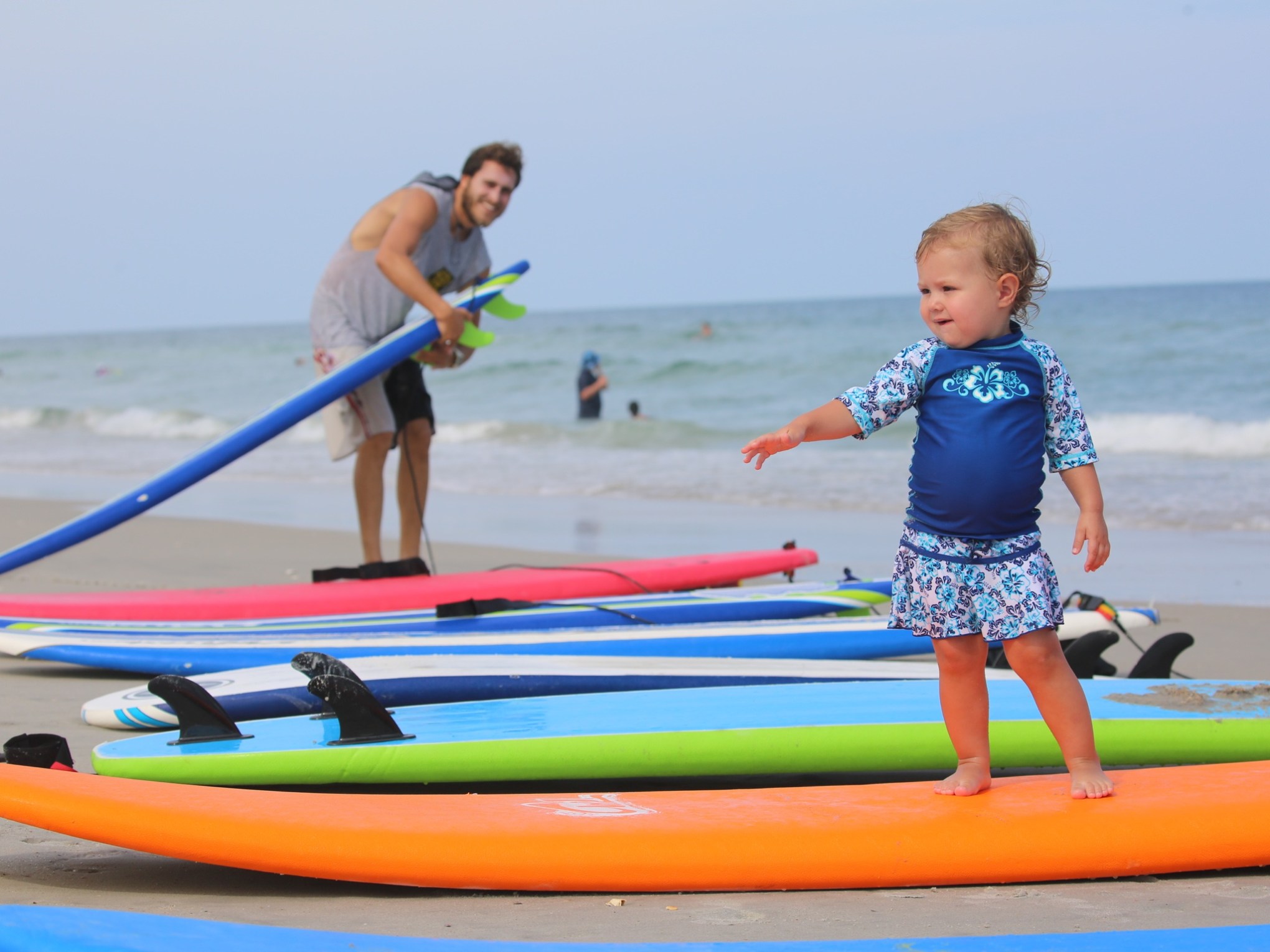 Baby on surfboard